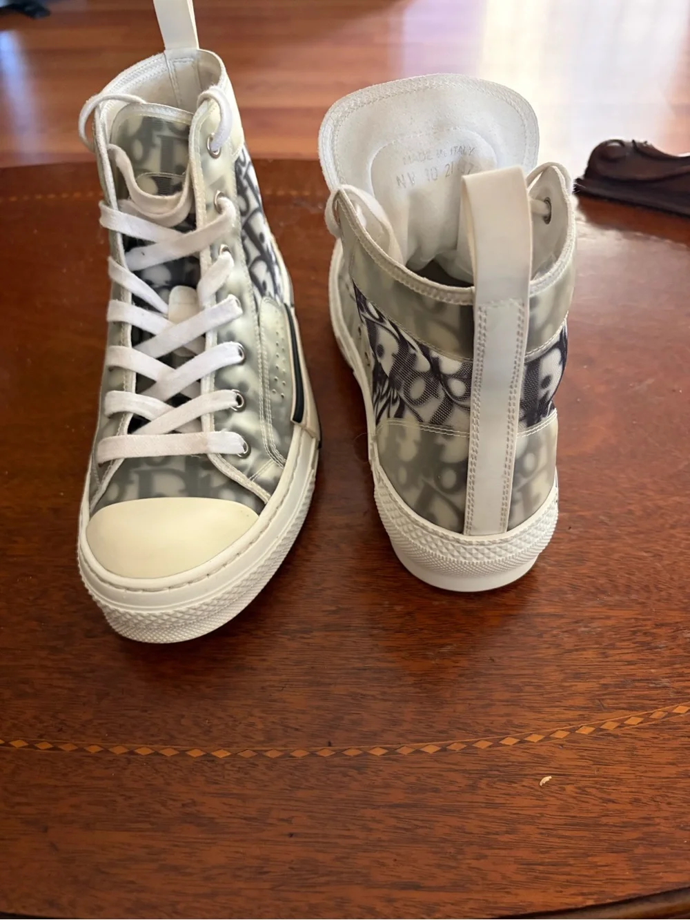 Dior High-Top Sneakers in Gray and White Dior Oblique
